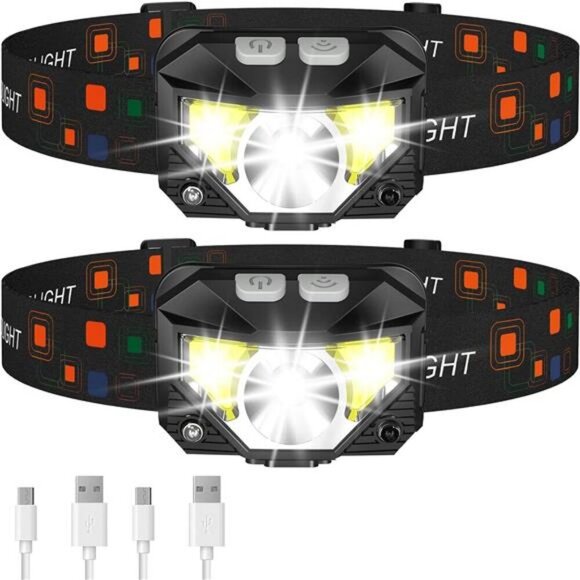 Headlight Flashlight, Ultra-Light, LED , White & Red Light, 2-Pack, Waterproof - Picture 1 of 7